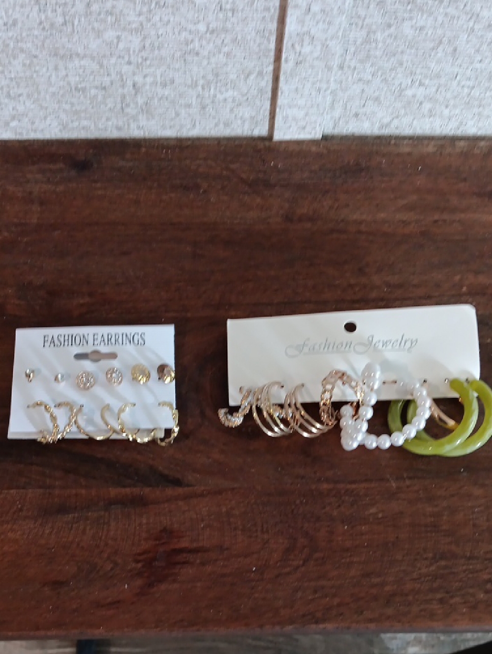 Gold and White Mixed Earring Set with Pearl Accents